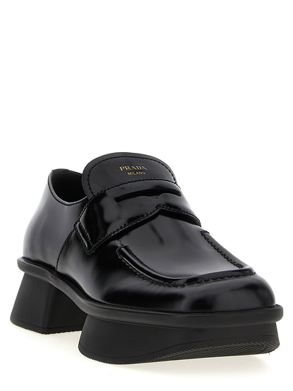 Mocasines Prada de Piel de Ternera Negros Sin Cordones