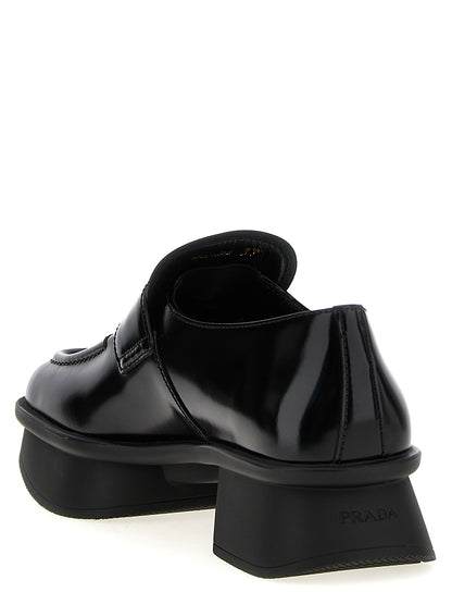 Mocasines Prada de Piel de Ternera Negros Sin Cordones