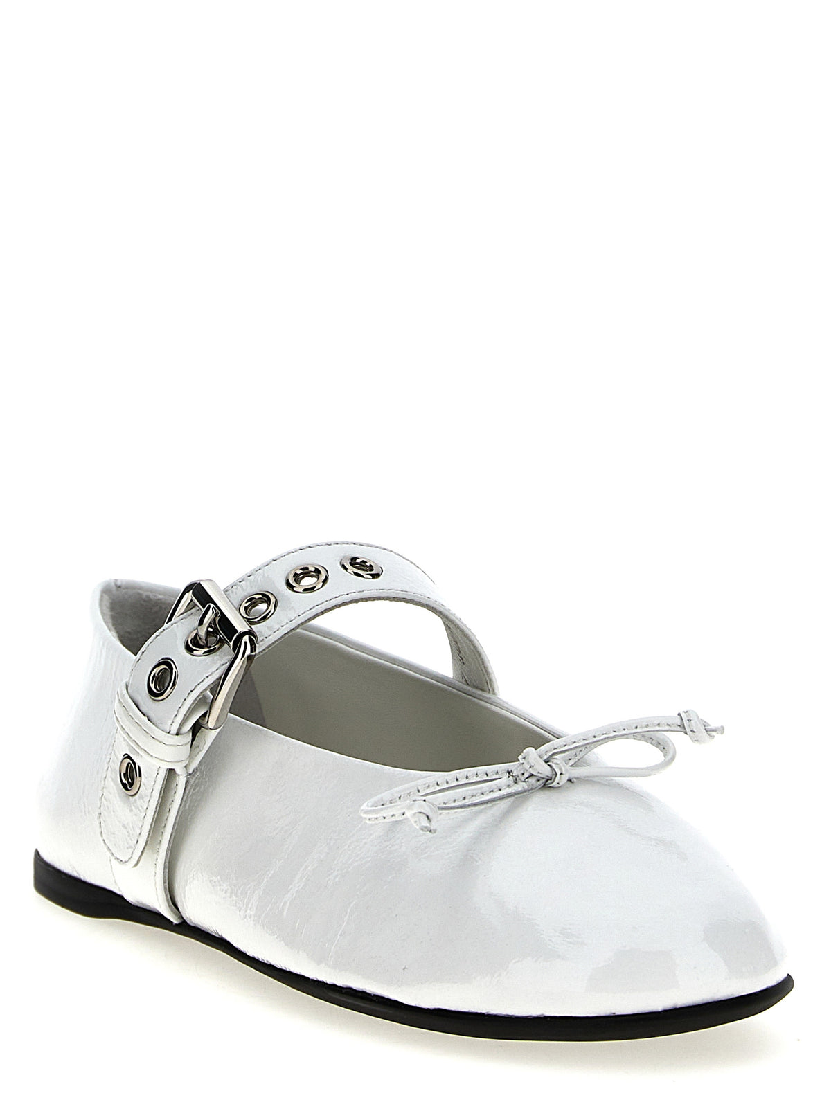 Miu Miu Balletinas Blancas De Piel De Becerro Acabado Charol