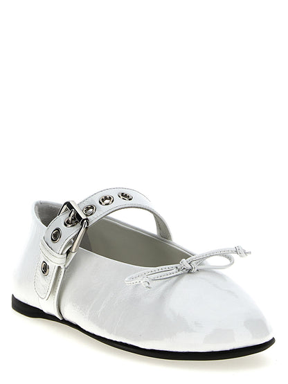 Miu Miu Balletinas Blancas De Piel De Becerro Acabado Charol