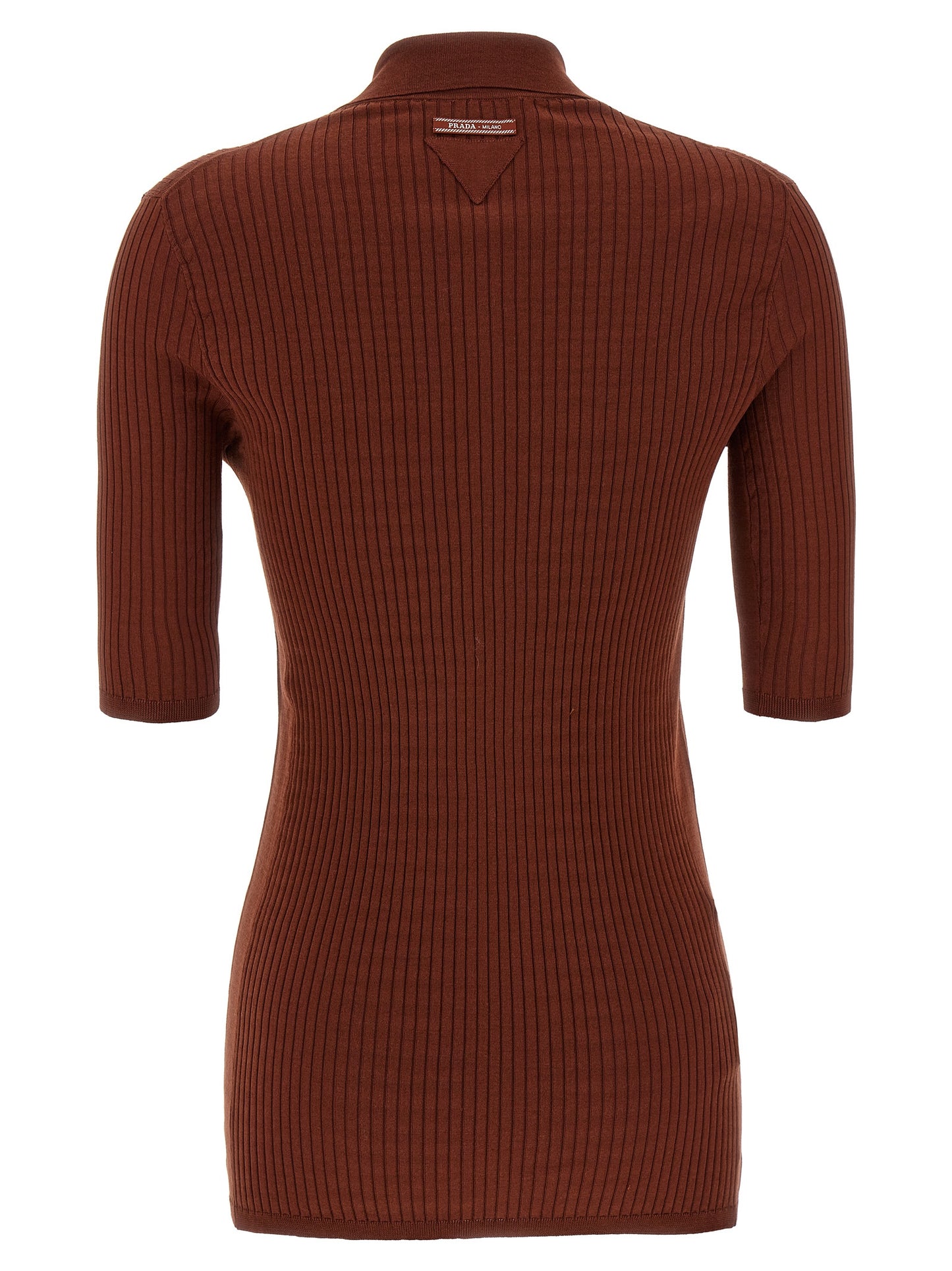 Camiseta Polo De Algodón De Prada Diseño Atemporal Marrón
