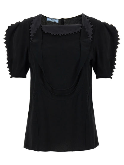 Prada Camiseta Sin Mangas Negra En Viscosa - Estilo Atemporal