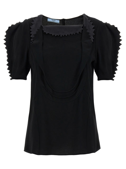 Prada Camiseta Sin Mangas Negra En Viscosa - Estilo Atemporal