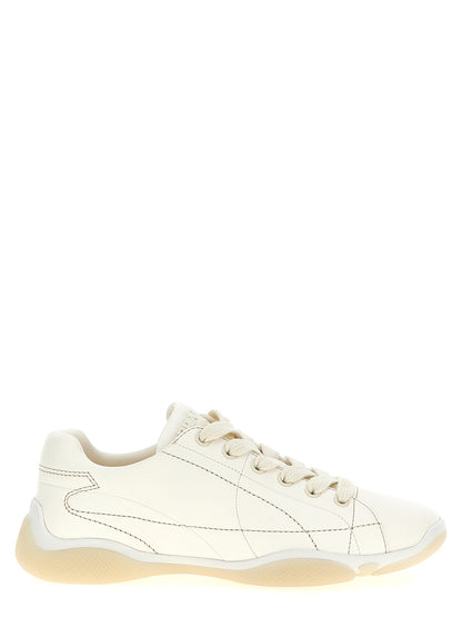 Prada Zapatillas De Piel De Cordero Blancas De Corte Bajo - Confort Óptimo