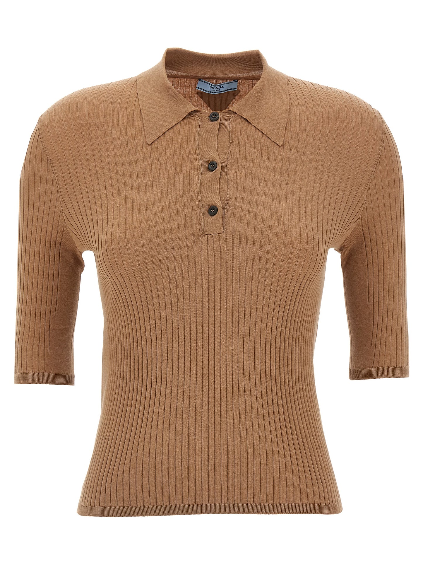 Prada Camisa Polo De Algodón Beige - Confeccionada En Italia