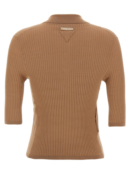 Prada Camisa Polo De Algodón Beige - Confeccionada En Italia