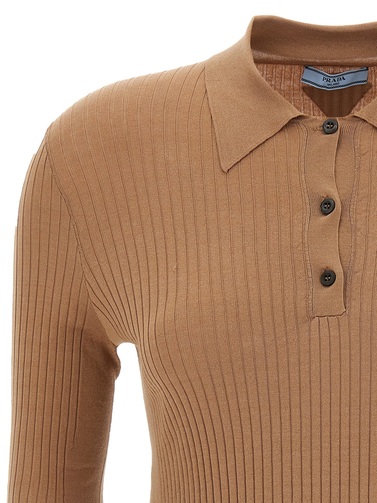 Prada Camisa Polo De Algodón Beige - Confeccionada En Italia