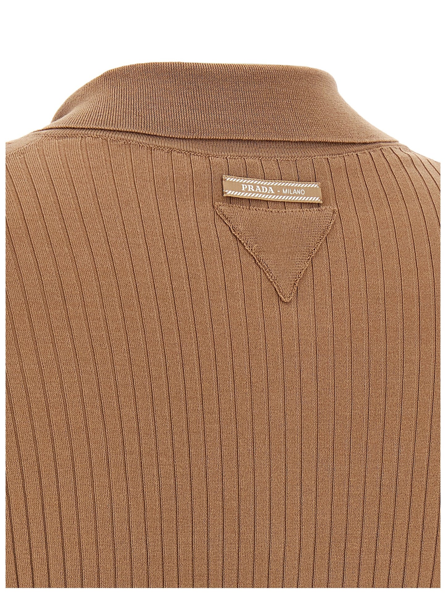 Prada Camisa Polo De Algodón Beige - Confeccionada En Italia