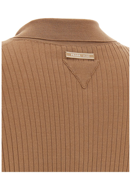 Prada Camisa Polo De Algodón Beige - Confeccionada En Italia