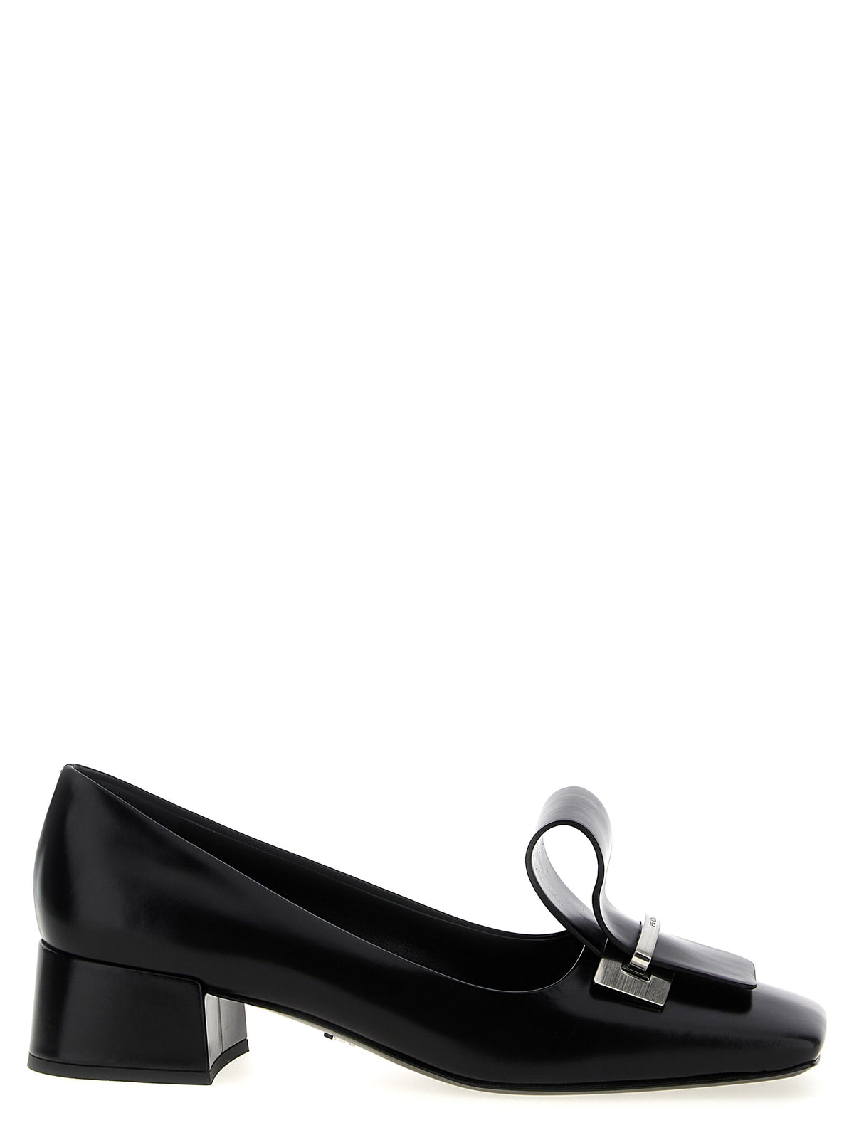 Prada Black Calfskin Mid-Heel Pumps