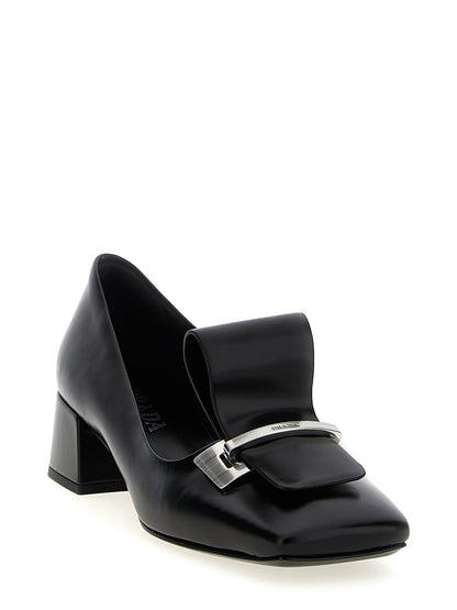 Prada Black Calfskin Mid-Heel Pumps