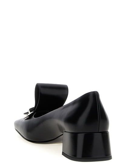 Prada Black Calfskin Mid-Heel Pumps