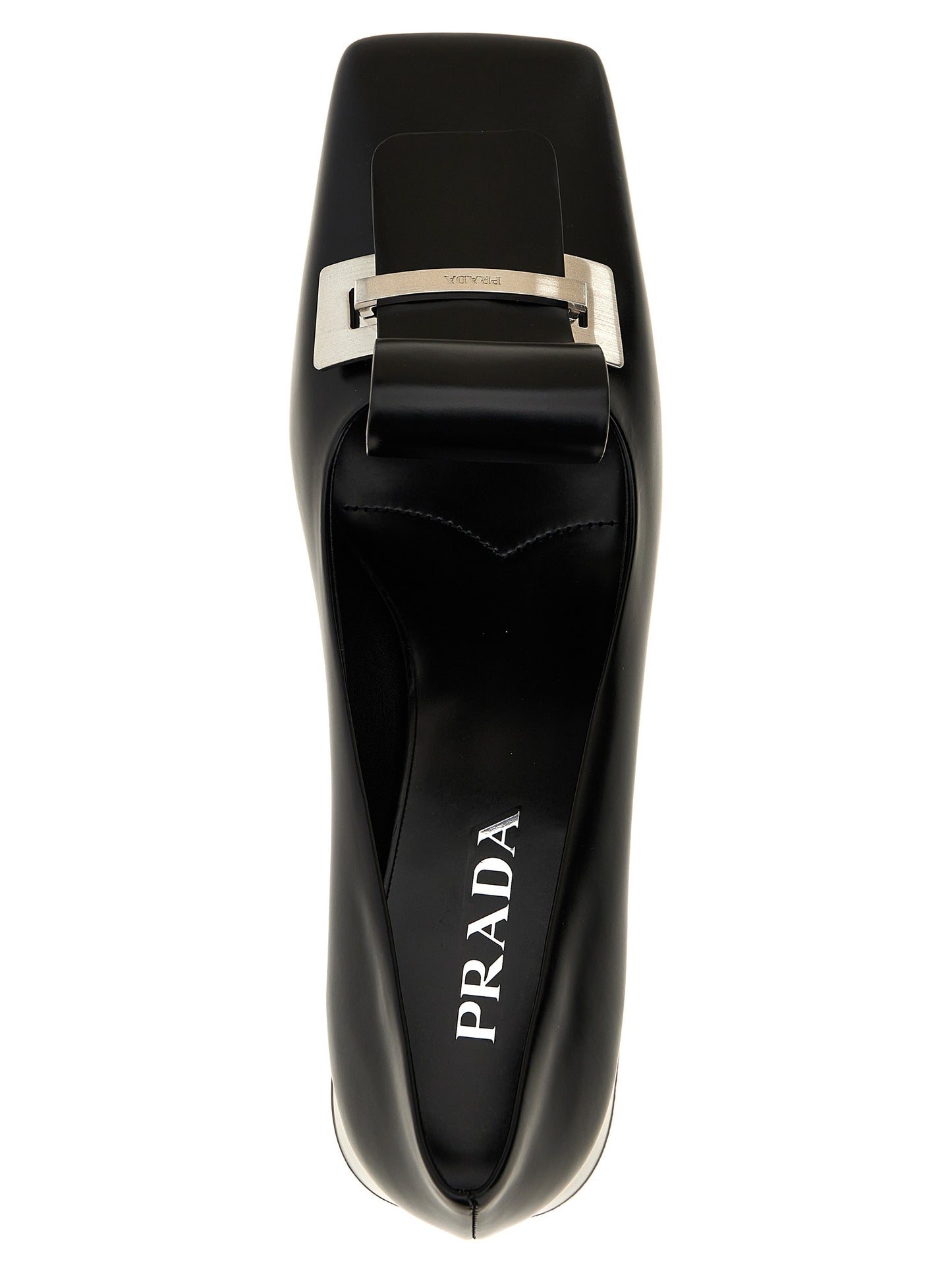 Prada Black Calfskin Mid-Heel Pumps