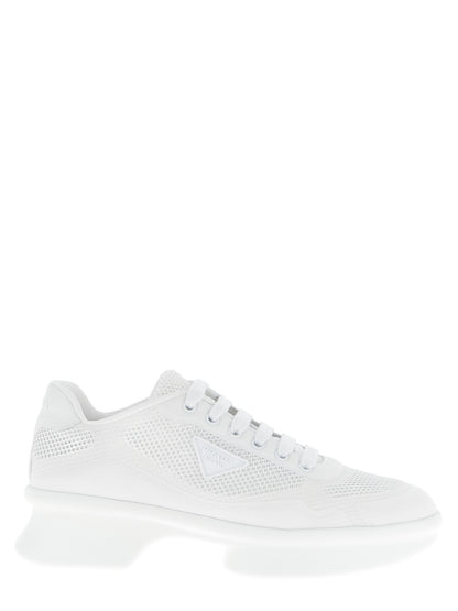 Prada Zapatillas Deportivas De Poliéster De Color Blanco
