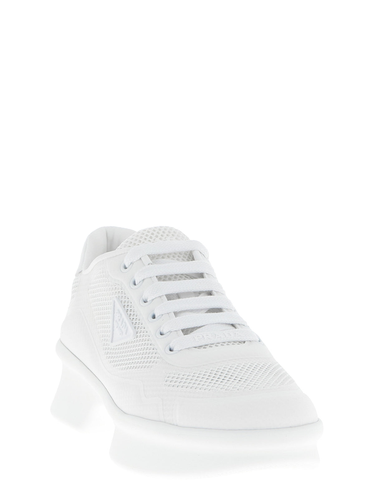 Prada Zapatillas Deportivas De Poliéster De Color Blanco