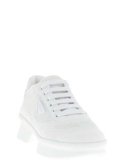 Prada Zapatillas Deportivas De Poliéster De Color Blanco