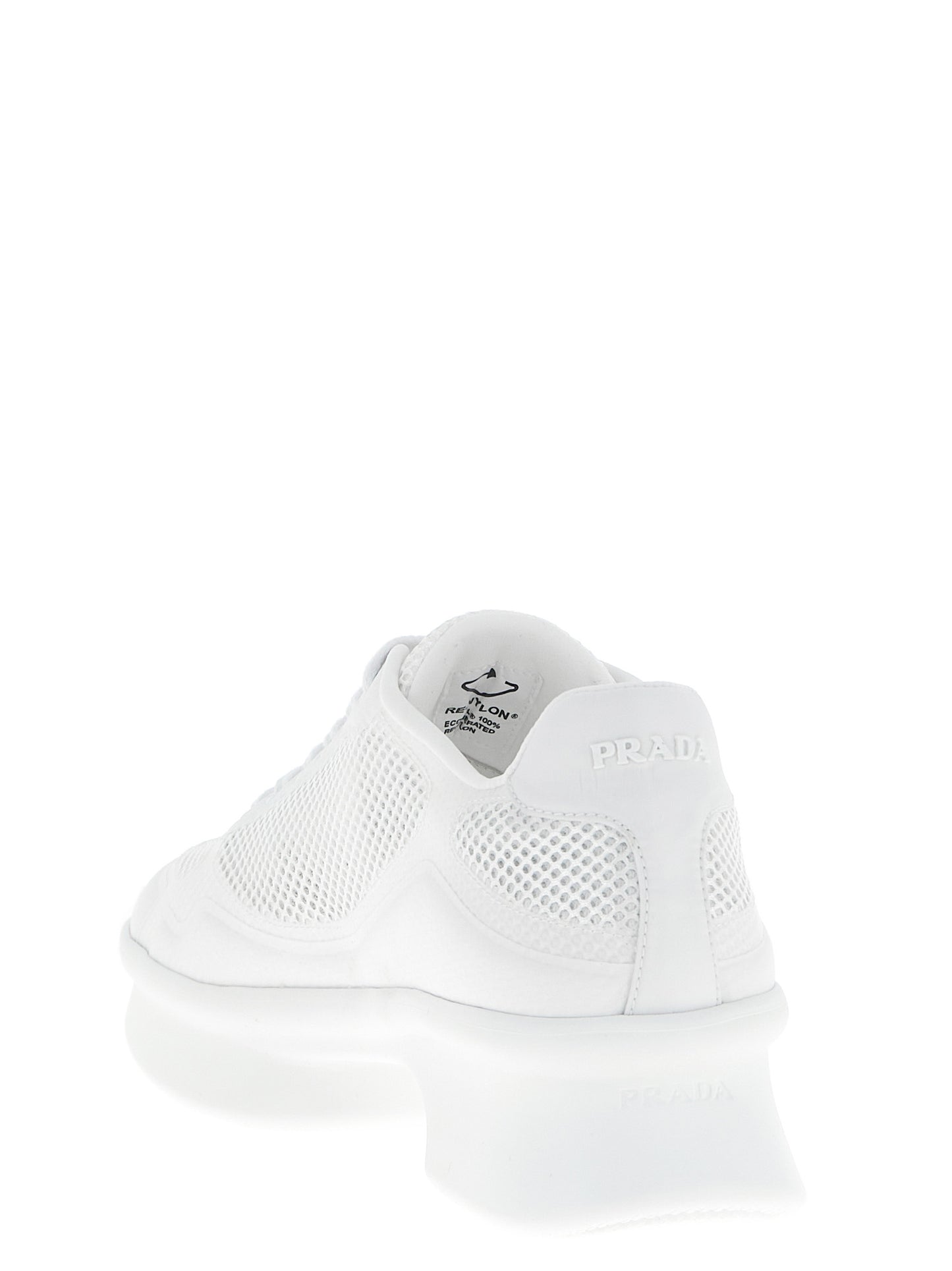 Prada Zapatillas Deportivas De Poliéster De Color Blanco