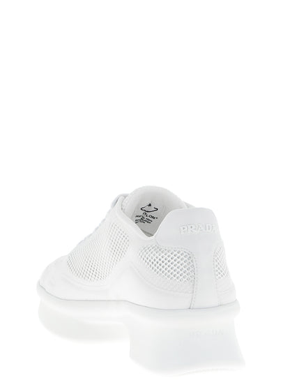Prada Zapatillas Deportivas De Poliéster De Color Blanco