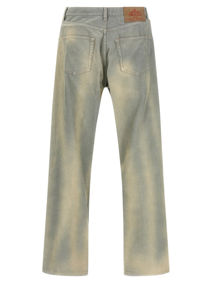 Pantalon décontracté classique Prada en coton bleu