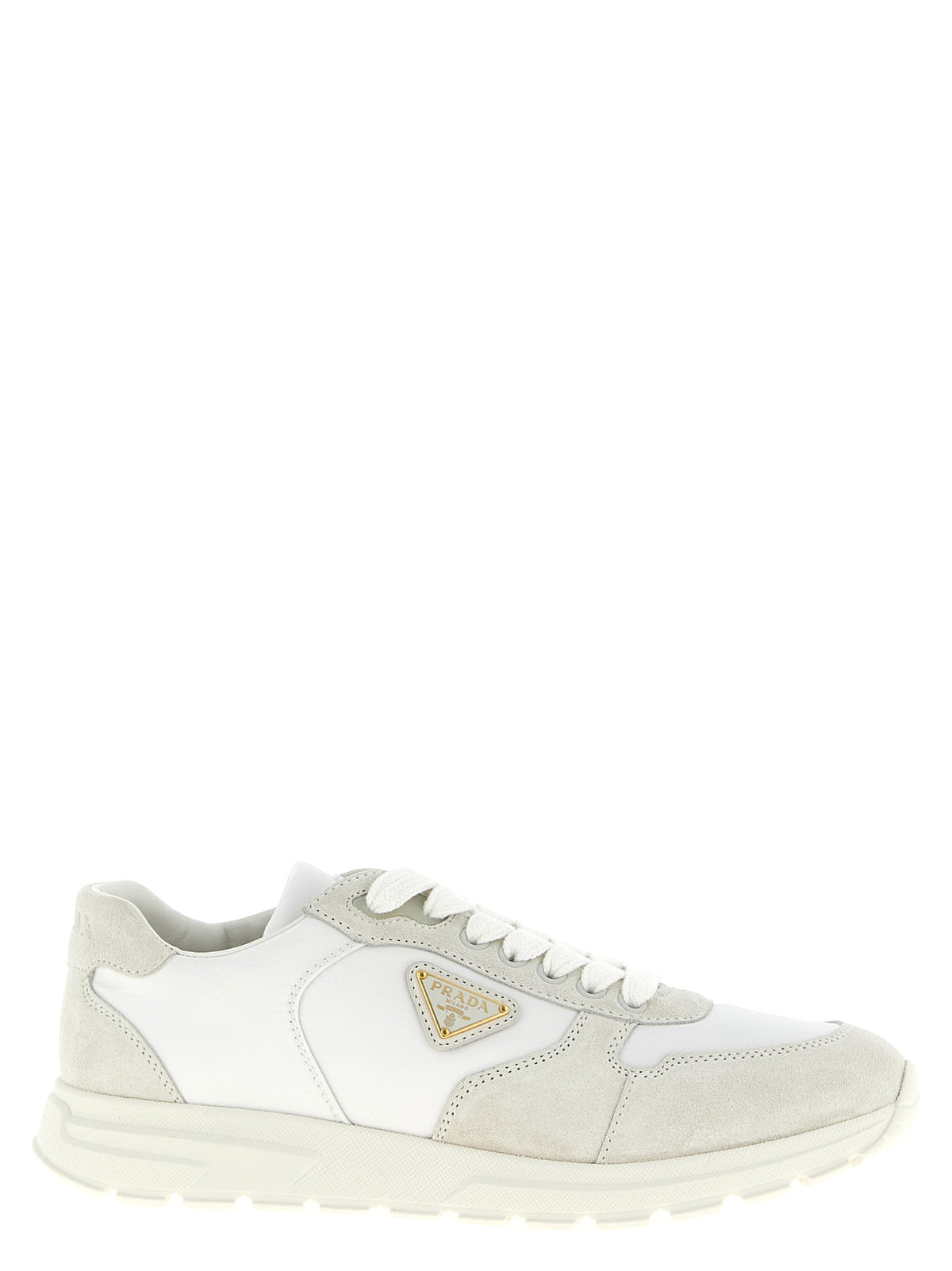 Zapatillas Prada Blancas De Poliamida - Diseño Caña Baja Moderno