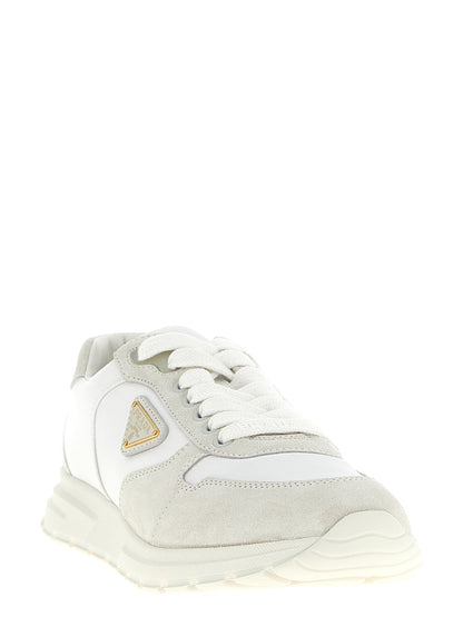 Zapatillas Prada Blancas De Poliamida - Diseño Caña Baja Moderno