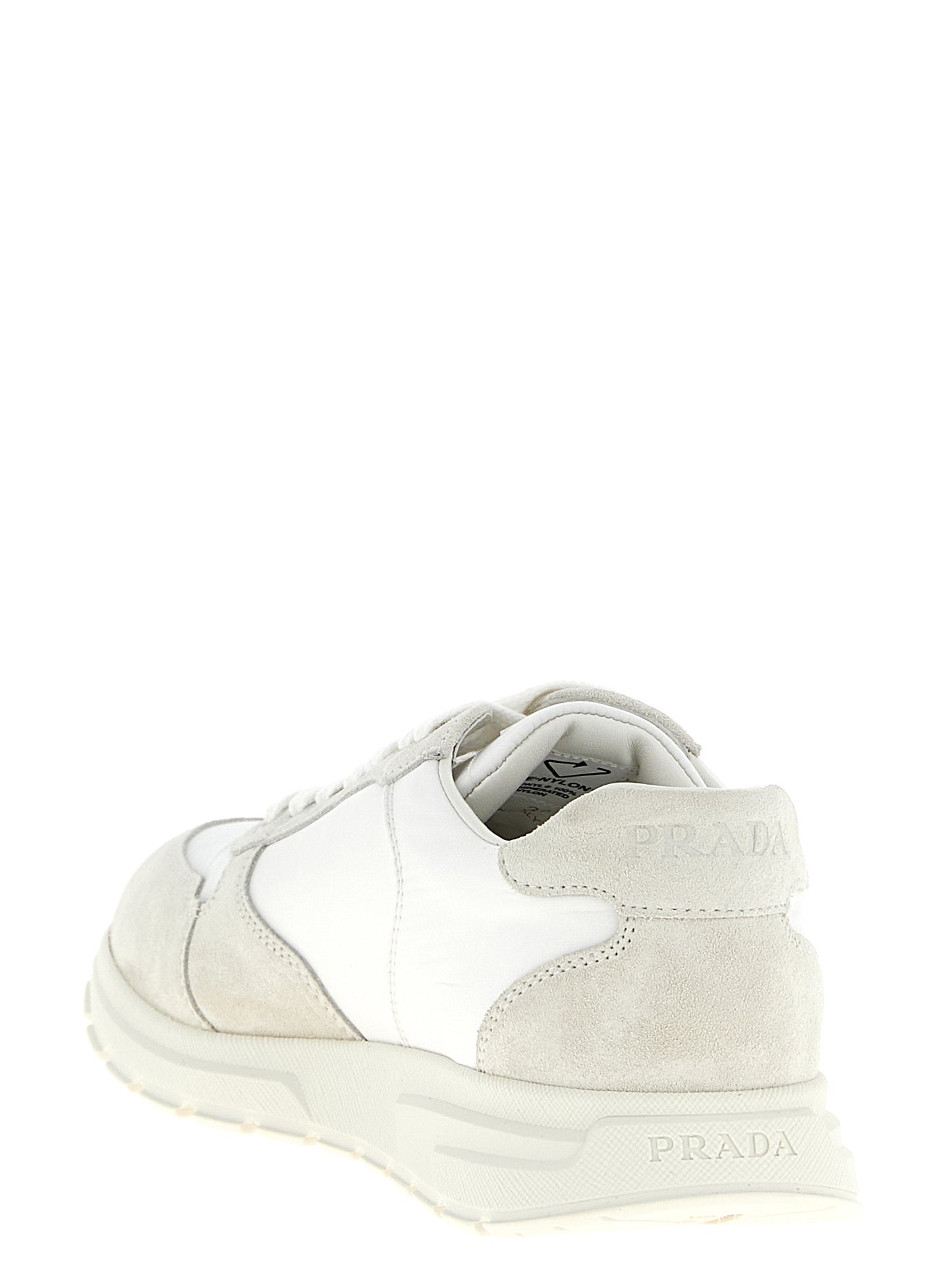 Zapatillas Prada Blancas De Poliamida - Diseño Caña Baja Moderno
