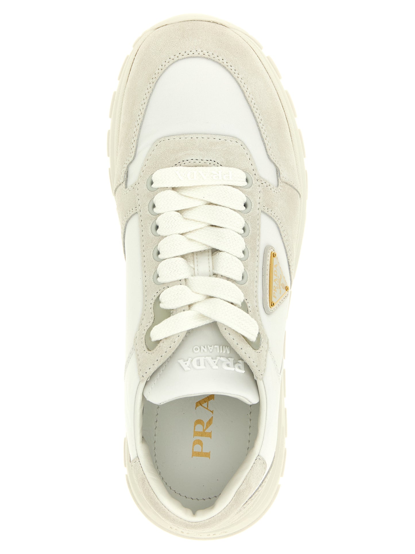 Zapatillas Prada Blancas De Poliamida - Diseño Caña Baja Moderno