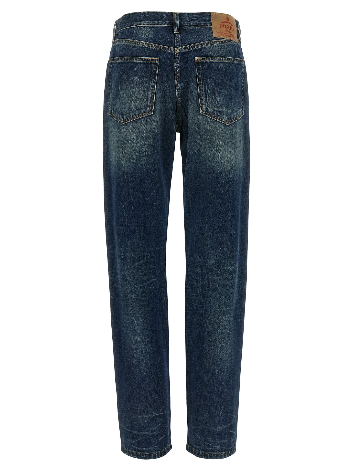 Prada Blue Cotton Straight-Leg Comfortable Jeans