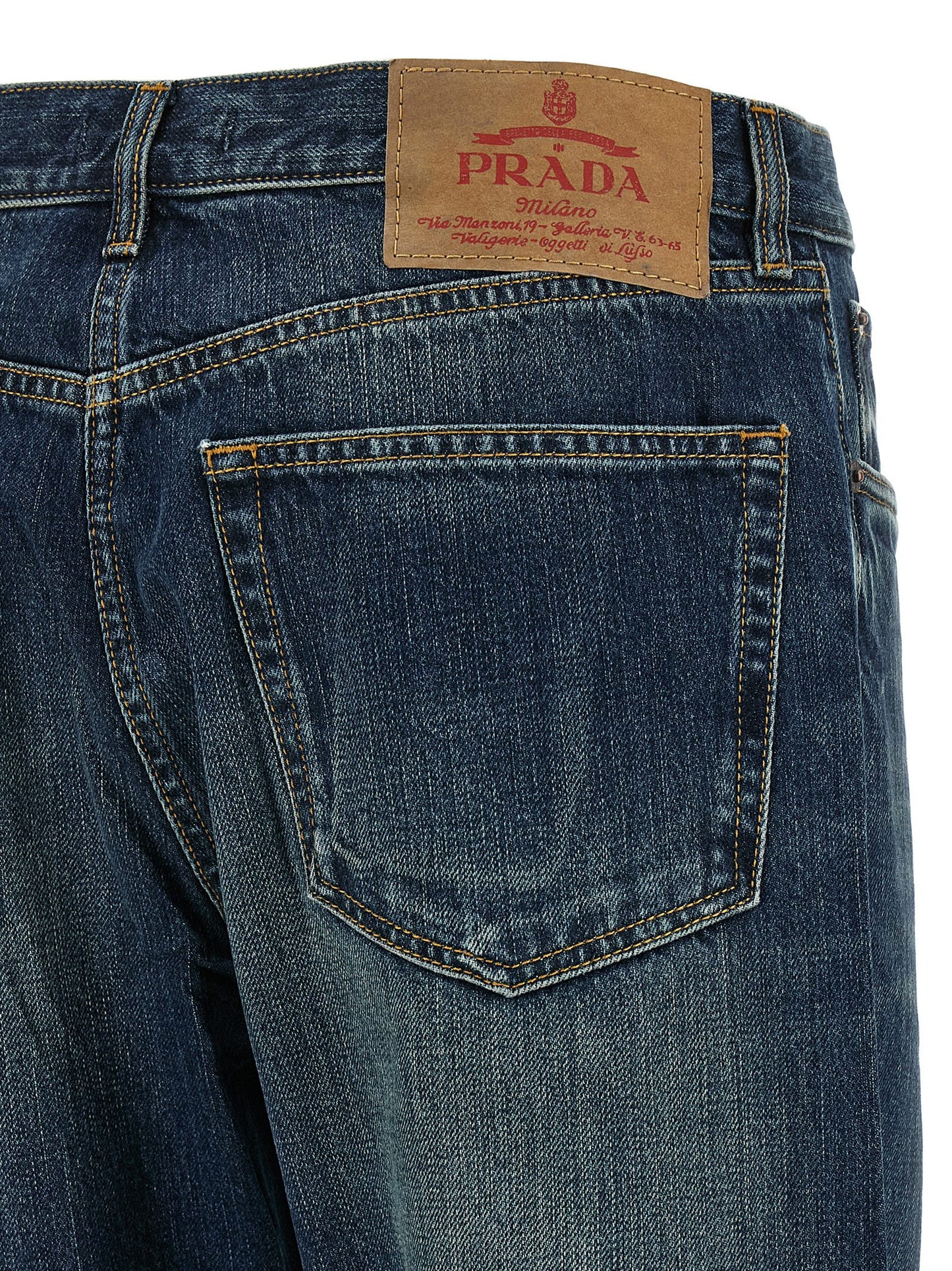 Prada Blue Cotton Straight-Leg Comfortable Jeans