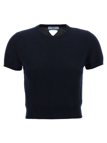 Prada Contemporary Design Blue Cashmere Cardigan