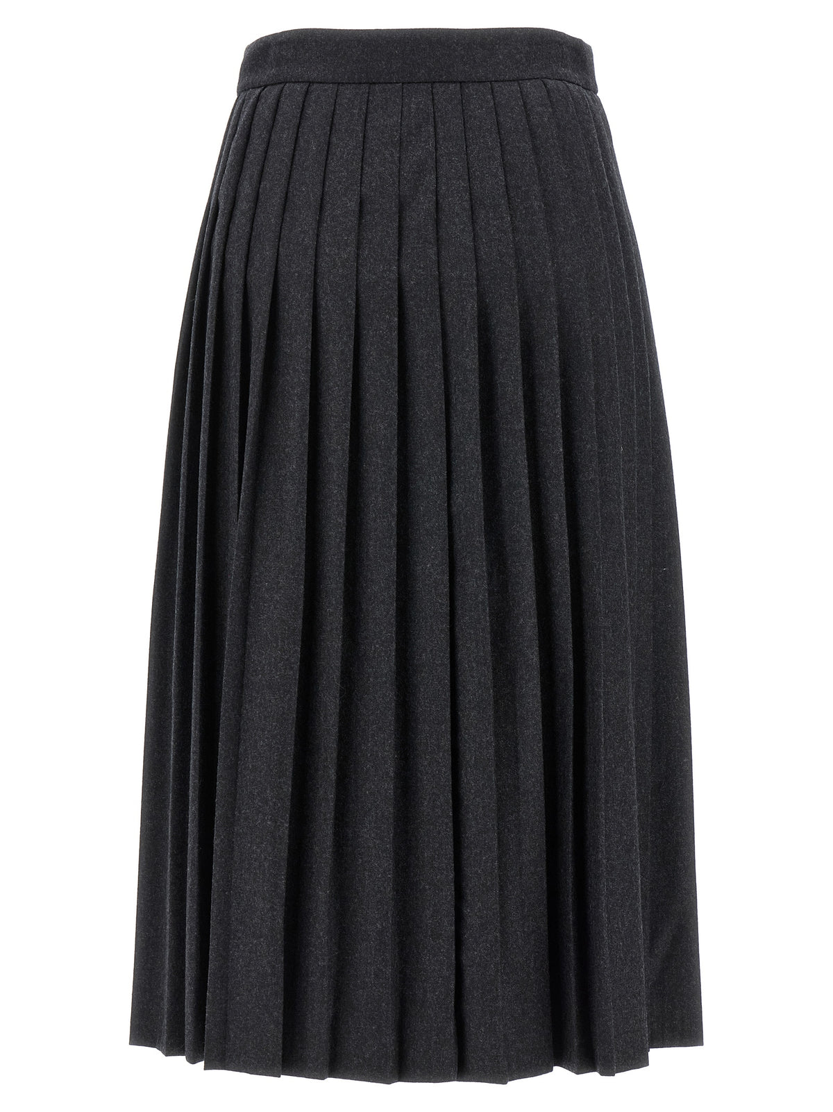 Prada - Grey Virgin Wool Midi Skirt - Fixed Belt