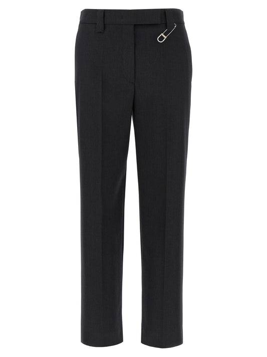 Pantalones De Vestir De Lana Virgen Gris De Prada