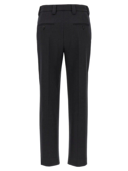 Pantalones De Vestir De Lana Virgen Gris De Prada