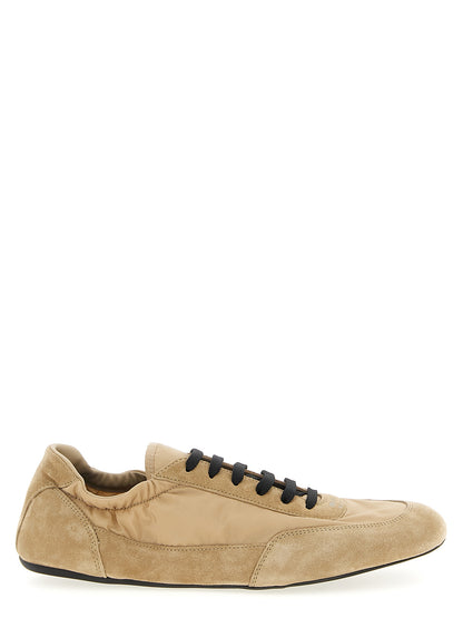 Prada Beige Nylon Collapse Sneakers
