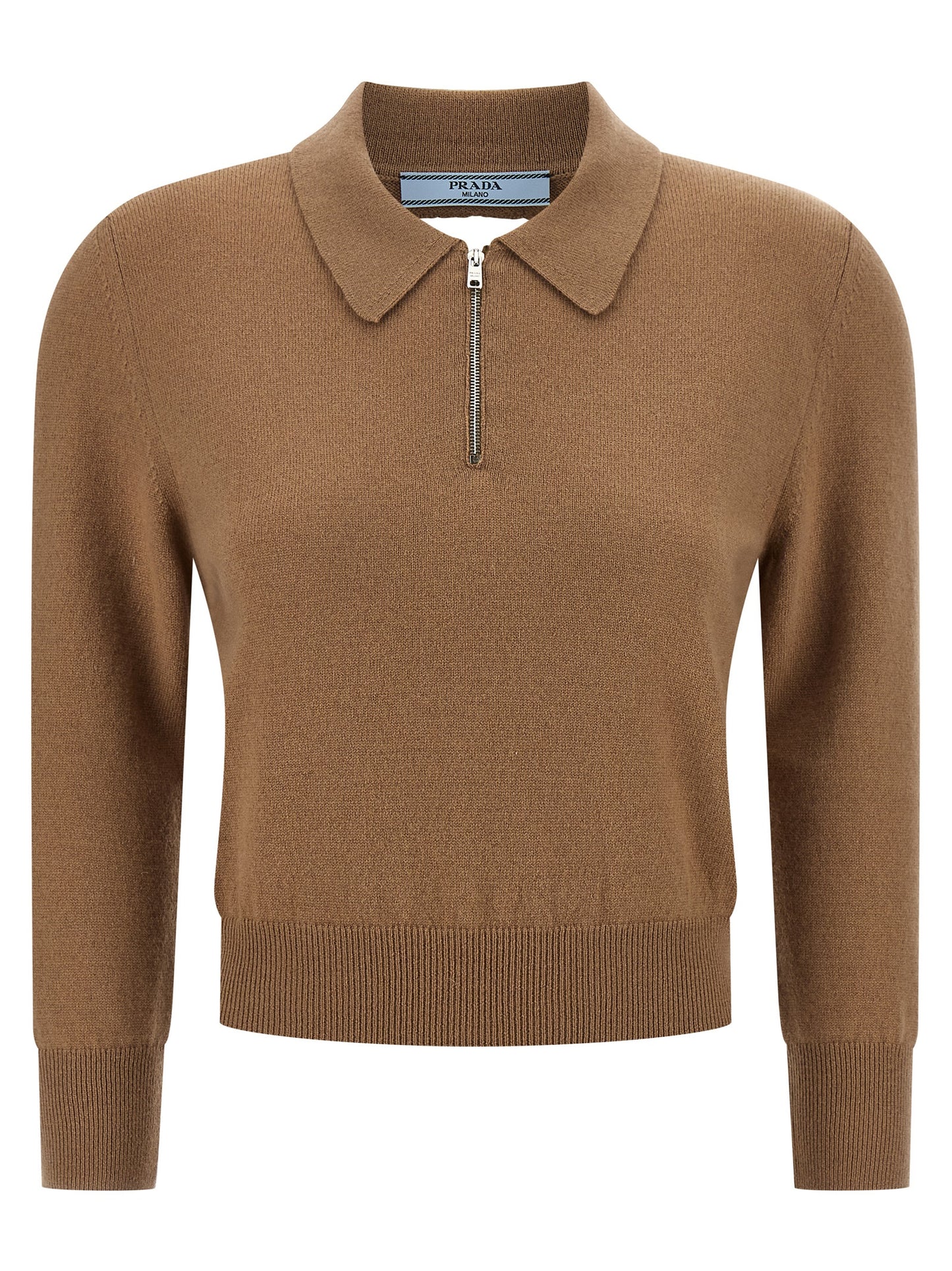 Prada Beige Cashmere Structured Collar Polo Shirt