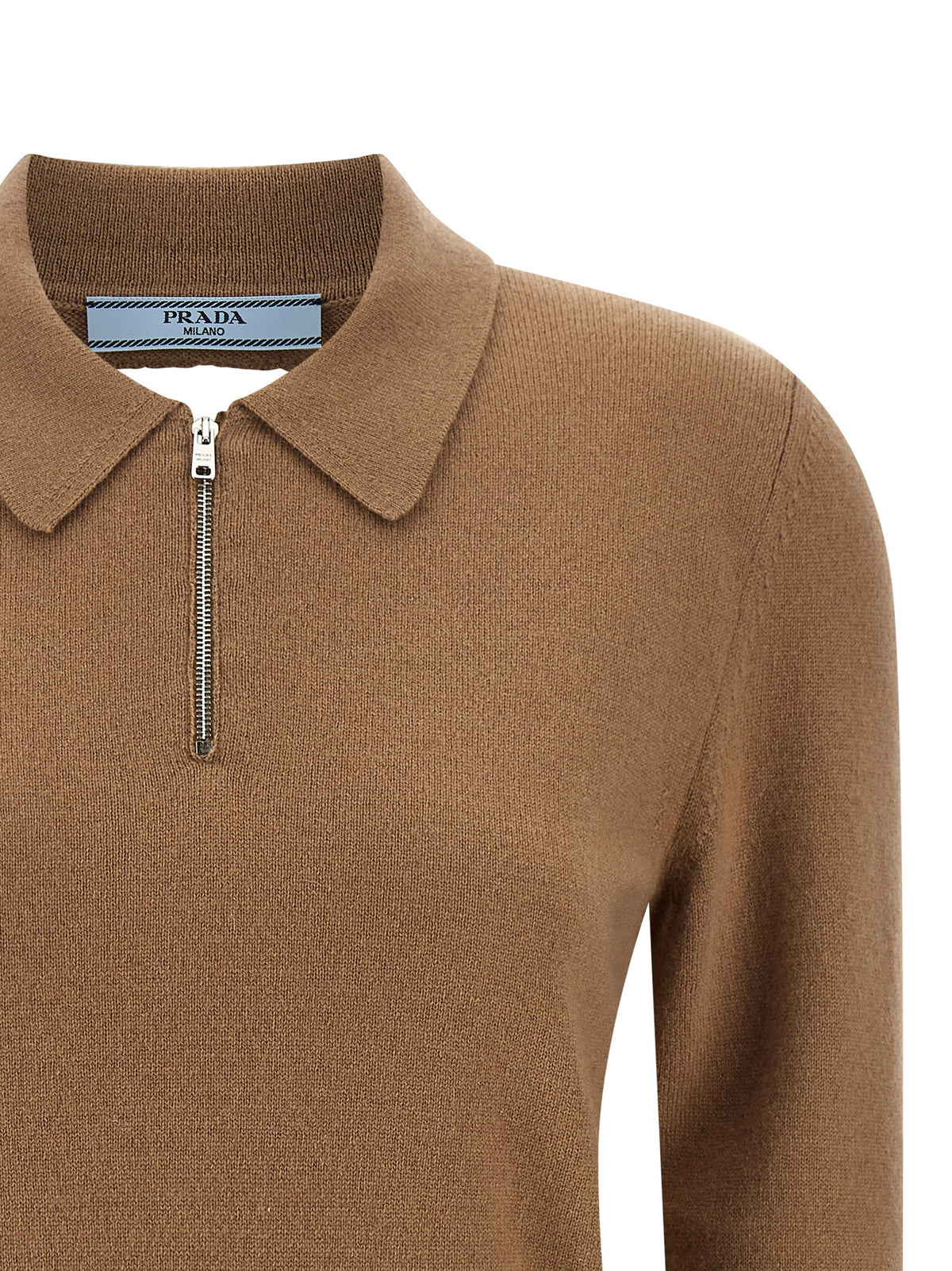 Prada Beige Cashmere Structured Collar Polo Shirt