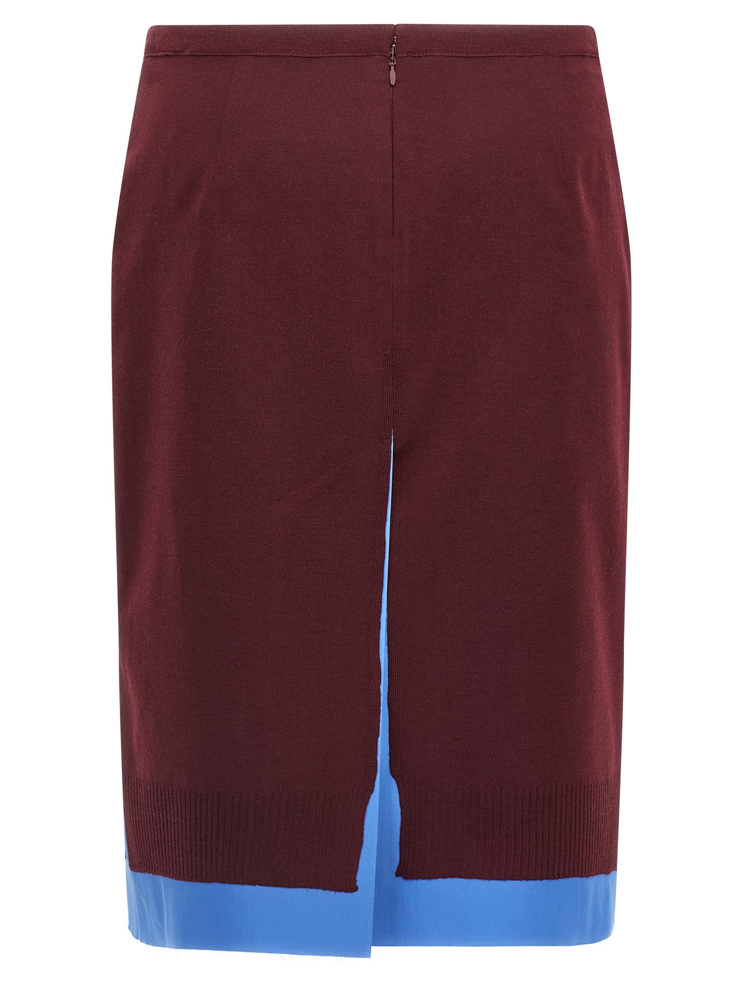 Miu Miu Burgundy Virgin Wool Midi Skirt