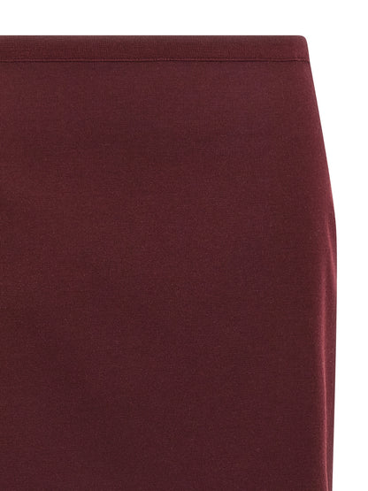 Miu Miu Burgundy Virgin Wool Midi Skirt
