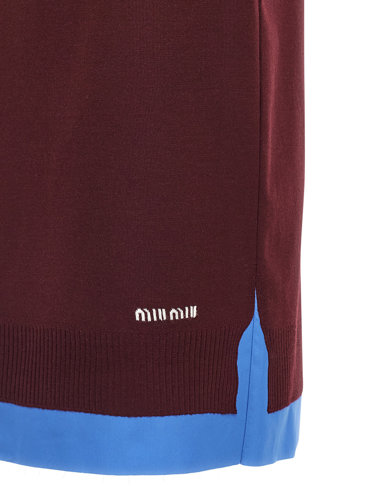 Miu Miu Burgundy Virgin Wool Midi Skirt