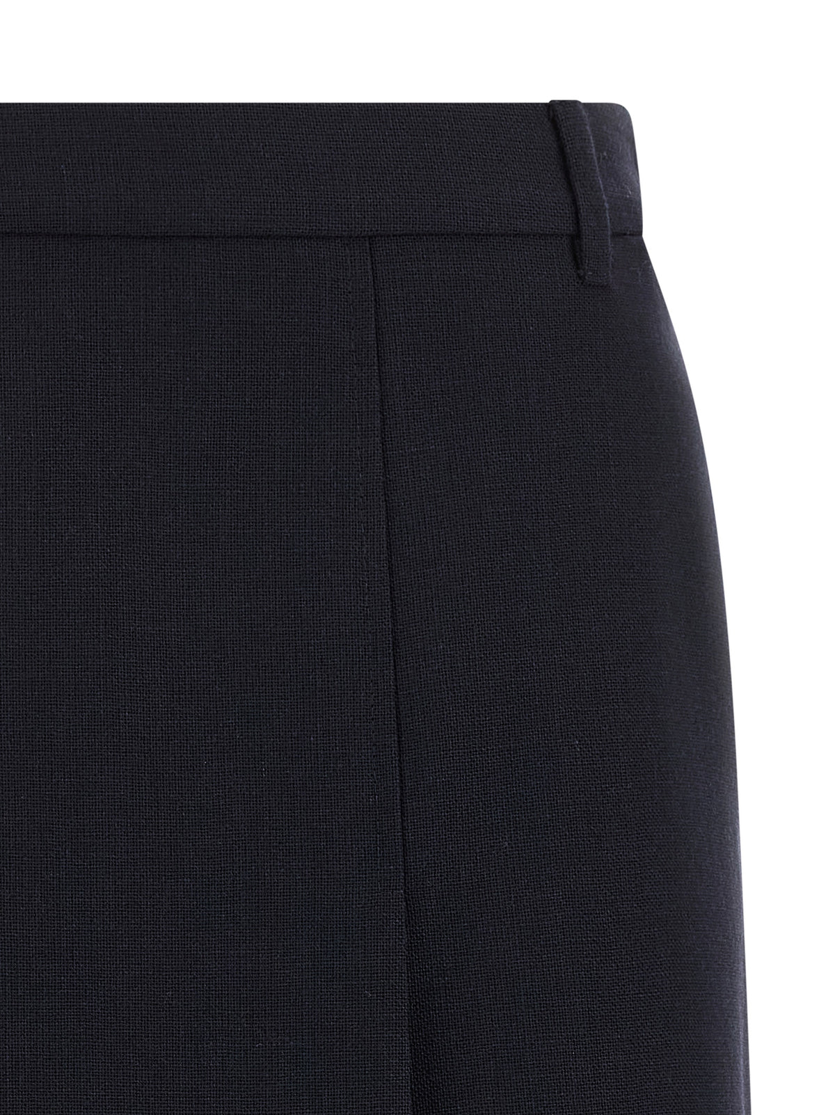 Prada Falda Midi De Lana Virgen Azul Con Corte Evase Y Fendas