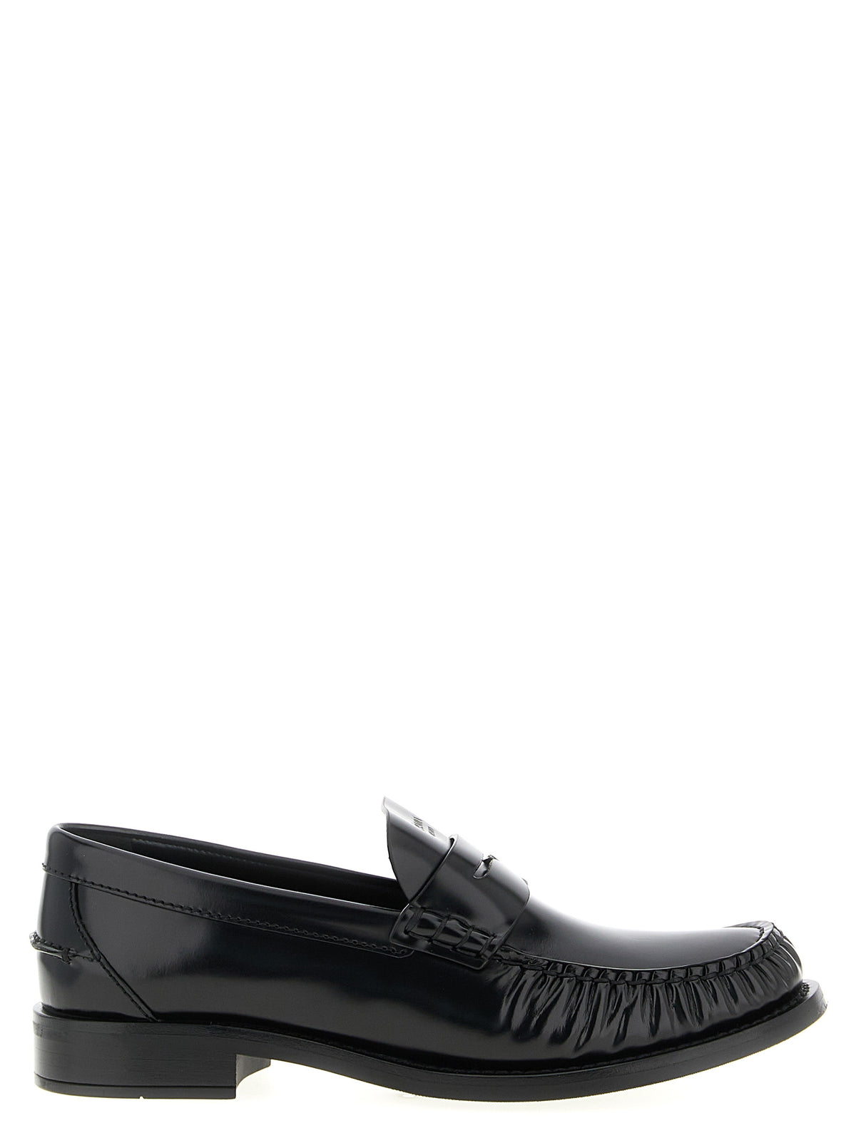 Mocassins à enfiler en cuir noir brossé souple Prada