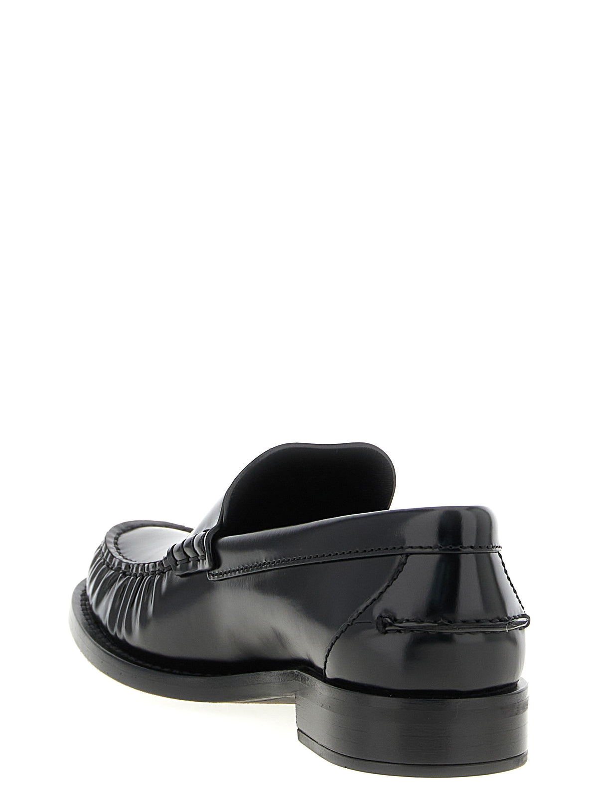 Mocassins à enfiler en cuir noir brossé souple Prada
