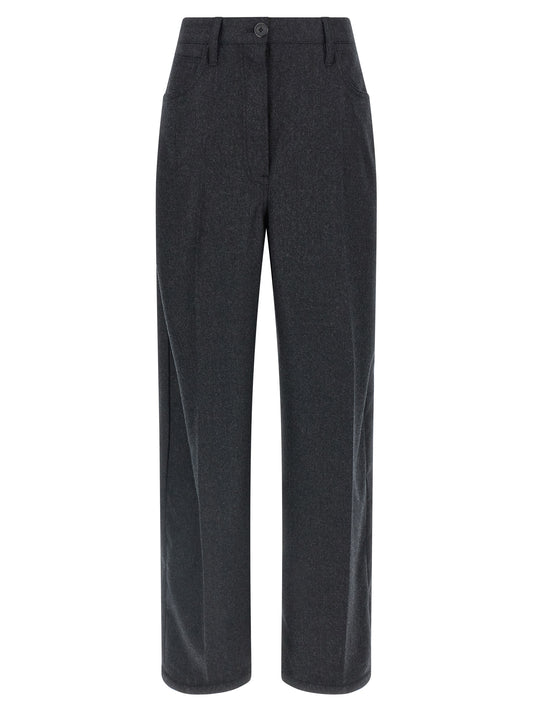 Pantalones Casuales Prada De Lana Virgen Color Gris