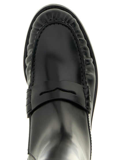 Botas Altas Prada Negra De Piel De Becerro Italiana