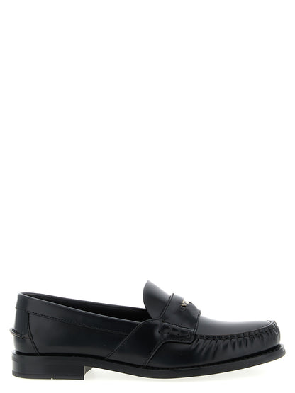 Mocasines De Piel De Becerro Negra Prada Sin Cordones