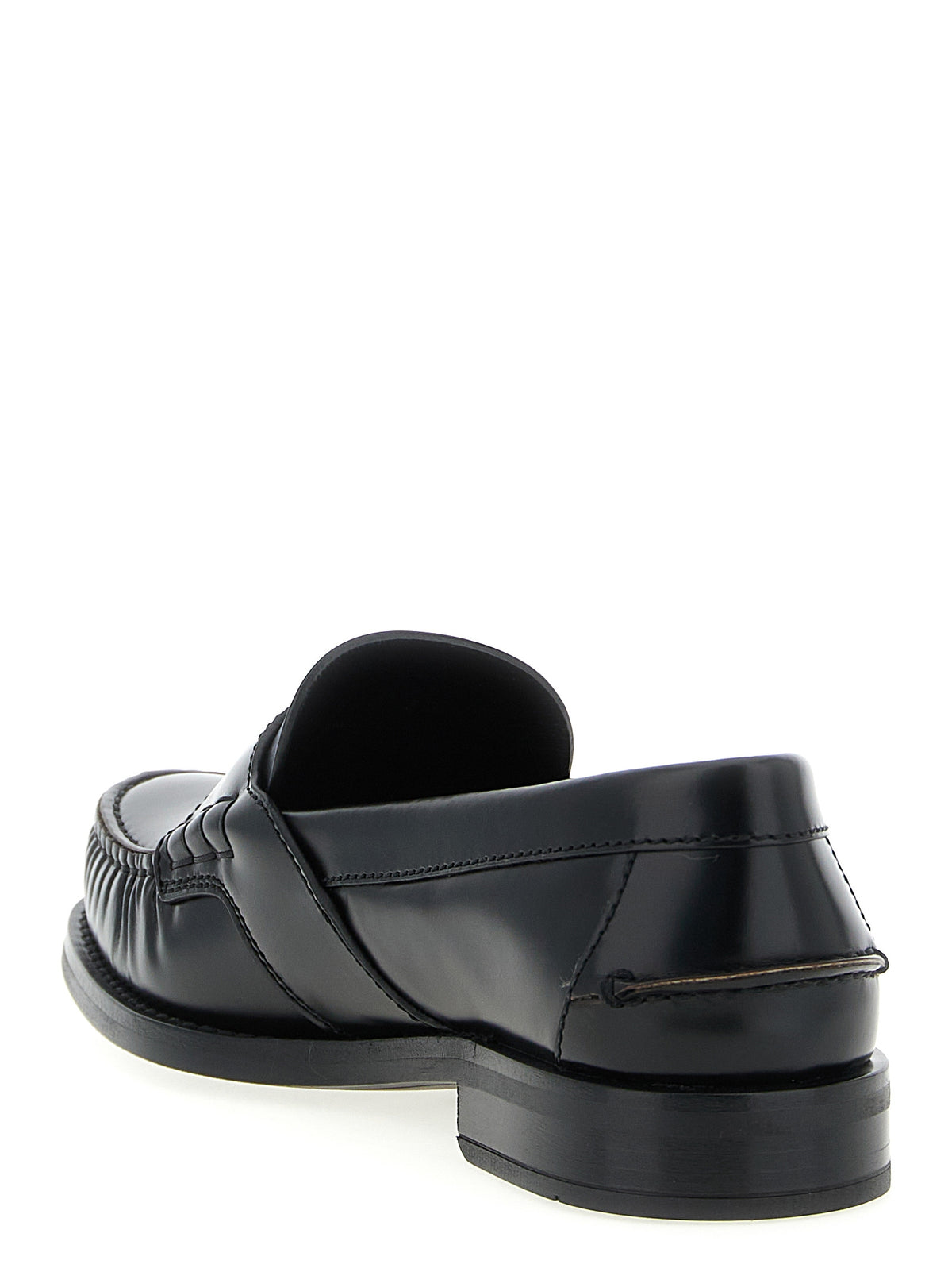 Mocasines De Piel De Becerro Negra Prada Sin Cordones