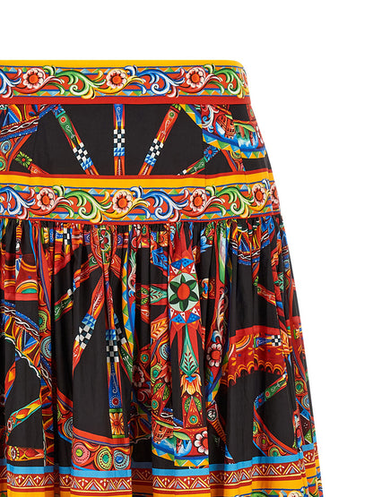 Dolce & Gabbana Mini-jupe Coton Multicolore - Fraîcheur Et Design Évasé
