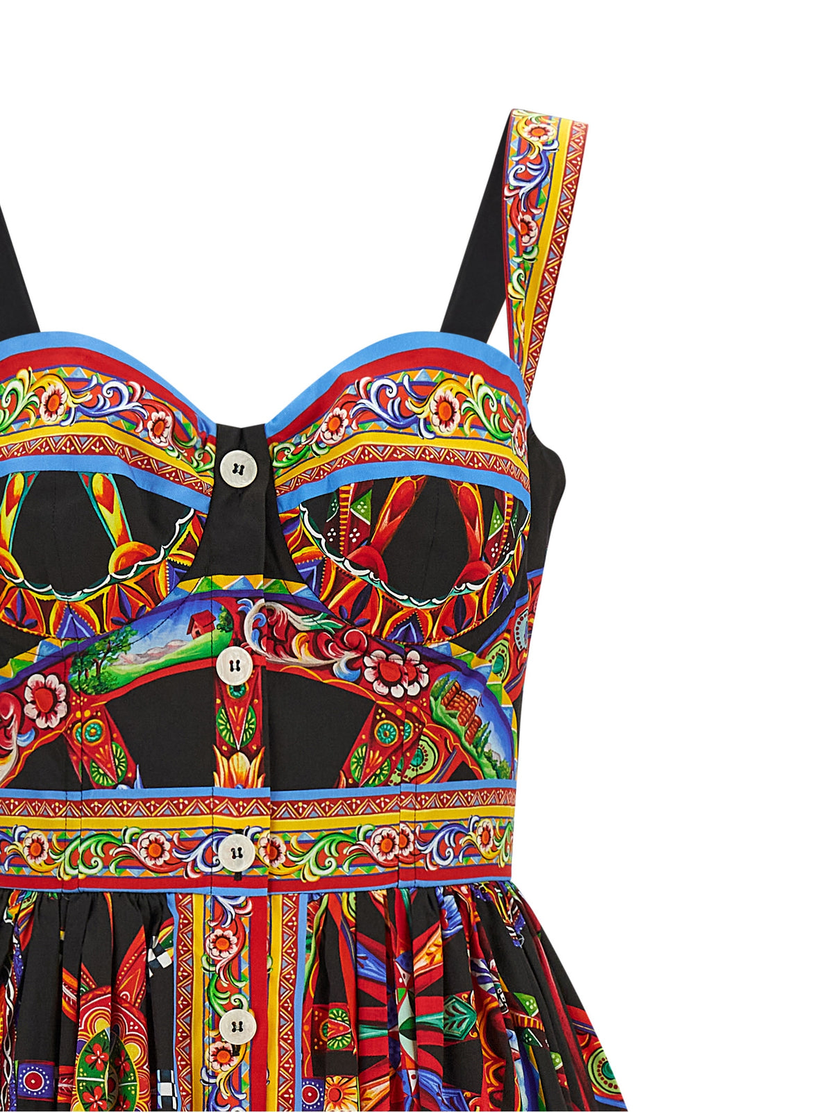 Vestido Midi De Algodón Multicolor De Dolce & Gabbana