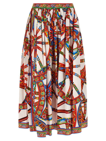Falda Midi De Algodón Multicolor De La Marca Dolce & Gabbana