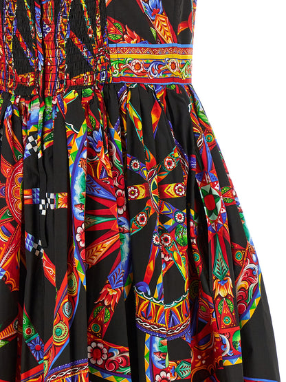 Vestido Midi De Algodón Multicolor De Dolce & Gabbana